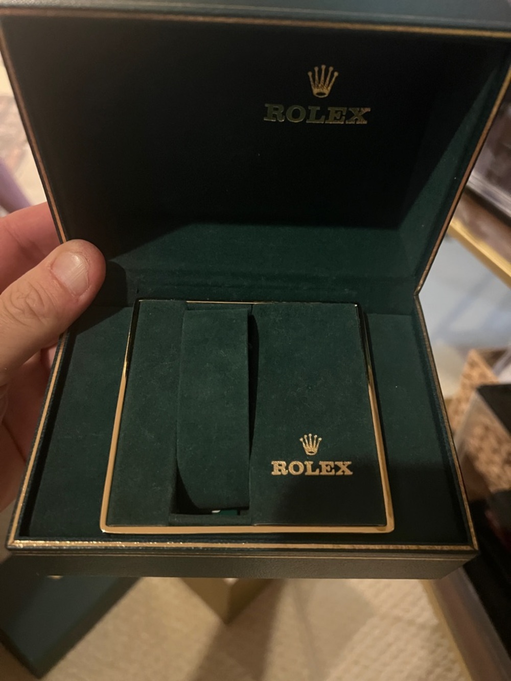Rolex Dark Green Watch Boxes with Gold Crown Accents - Picture 2 of 5